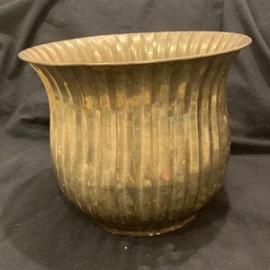 Vintage Brass Planter Large Fluted Design
